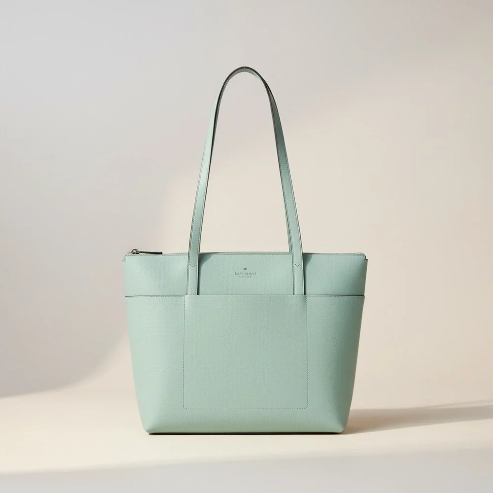 Kate Spade Mint Green Saffiano Leather Tote Large Work Laptop Bag NWOT Chic